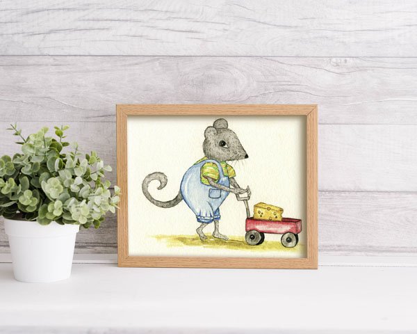 Nursery Mouse No.1 Digital Prints Watercolor Painting image 2
