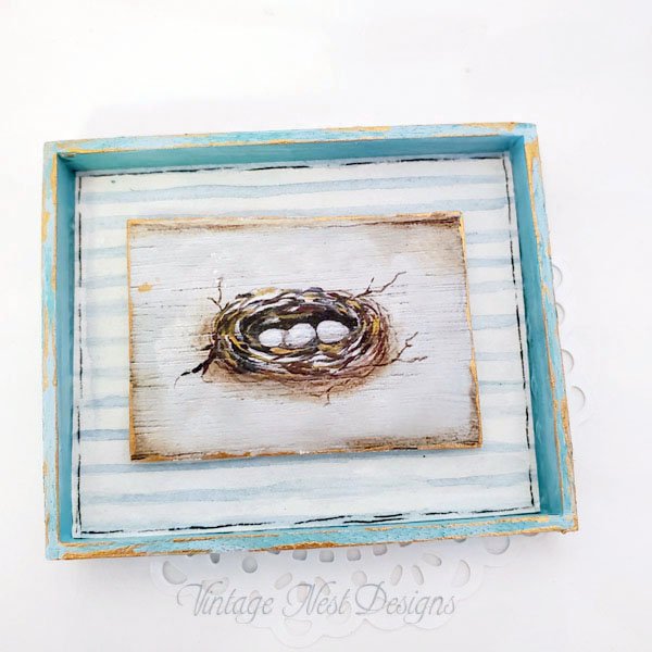Bird Nest No.3 Dollhouse Miniature Handmade Wooden Framed Art image 1