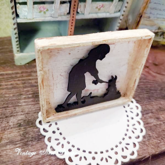 Child Silhouette No.8 Dollhouse Miniature Handmade image 1