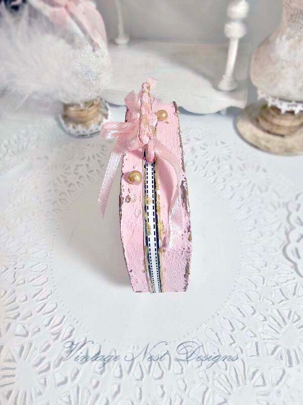 Miniature Pink Luggage Suitcase No.35 Handmade for Dolls