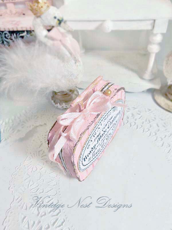 Miniature Pink Luggage Suitcase No.35 Handmade for Dolls