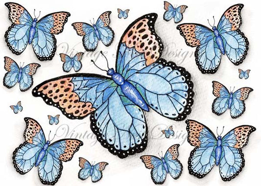 Digital Print Butterflies No.2 Watercolor Painting Instant Download