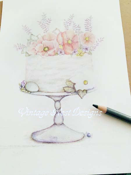 Gâteau imprimé numérique n° 9 Aquarelle Téléchargement instantané