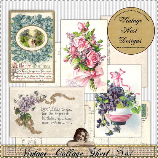 Feuille de collage vintage pour scrapbooking numérique n°1 Téléchargement instantané