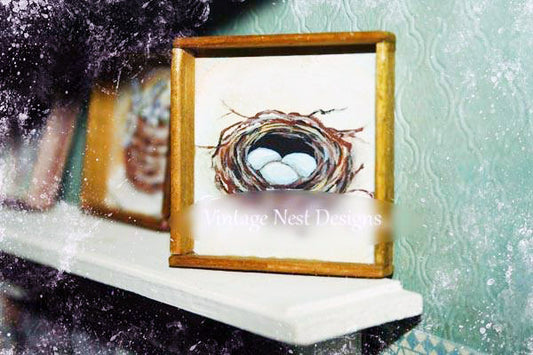Miniature Bird Nest No.18 Handmade for Dollhouse Diorama Shadow Box