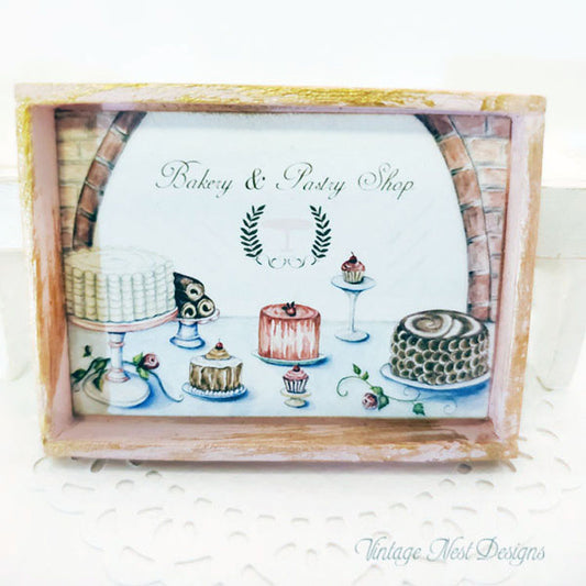 Miniature Bakery Shop No.1:1 Handmade for Dollhouse Framed Wooden Art