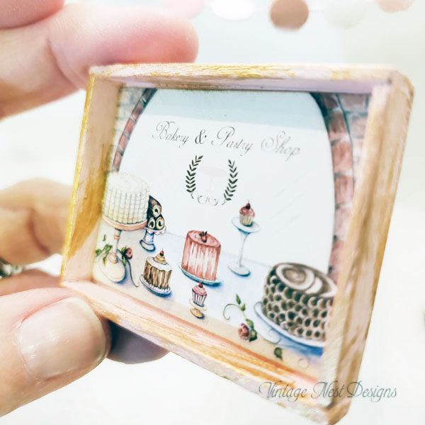 Miniature Bakery Shop No.1:1 Handmade for Dollhouse Framed Wooden Art