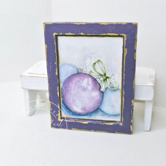 Christmas Bulbs No.4:1 Dollhouse Miniature Handmade Wooden Framed Art