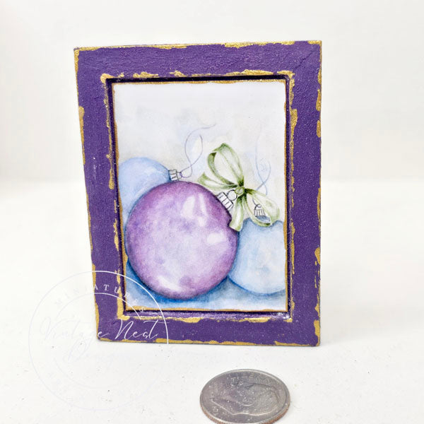 Christmas Bulbs No.4:1 Dollhouse Miniature Handmade Wooden Framed Art
