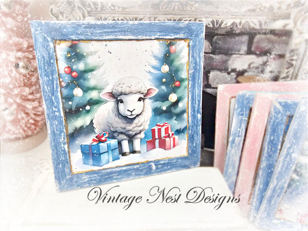 Miniature Christmas Ewe No.3:1 Handmade for Dollhouse Diorama Shadow Box