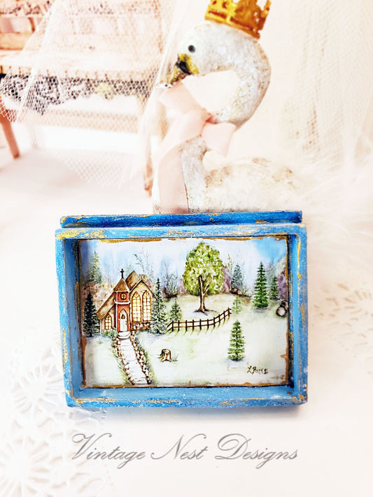 Miniature Church in the Woods No.2:1 Dollhouse Wall Decor 112 Scale