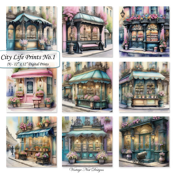 Digital Prints Bundle City Life No.1 Illustration Instant Download