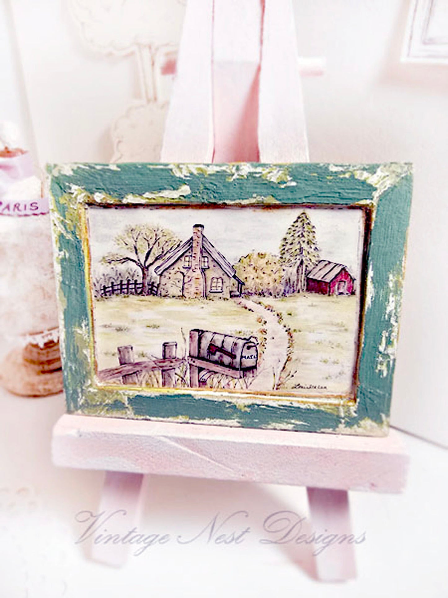 Miniature Country Life No.2-1 Handmade for Dollhouse Wooden Framed Art