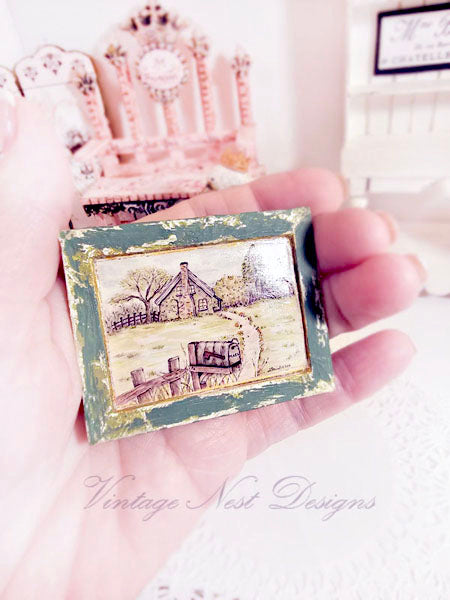 Miniature Country Life No.2-1 Handmade for Dollhouse Wooden Framed Art