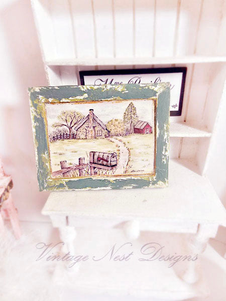 Miniature Country Life No.2-1 Handmade for Dollhouse Wooden Framed Art