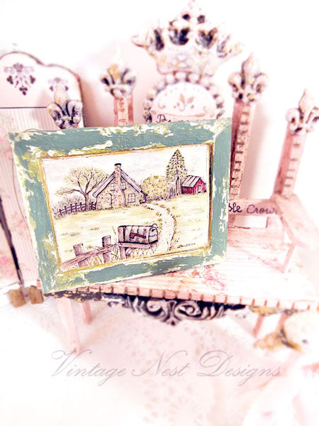 Miniature Country Life No.2-1 Handmade for Dollhouse Wooden Framed Art