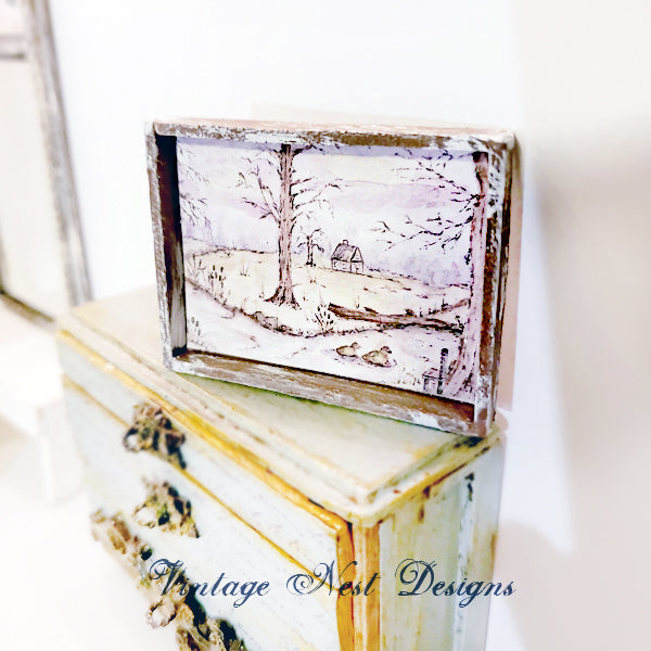 Miniature Country Life N°3 : 1 Accessoires de poupée 1/12ème Cadre en bois pour diorama