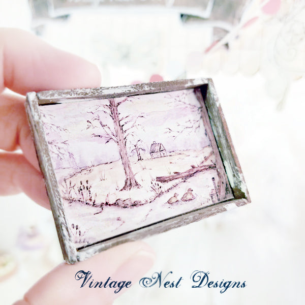 Miniature Country Life N°3 : 1 Accessoires de poupée 1/12ème Cadre en bois pour diorama