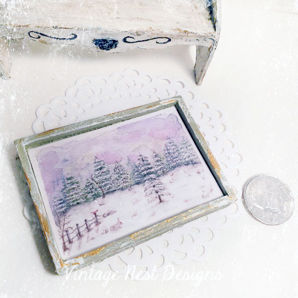 Miniature Scène de vie champêtre n° 4 Fait main pour maison de poupée diorama vitrine