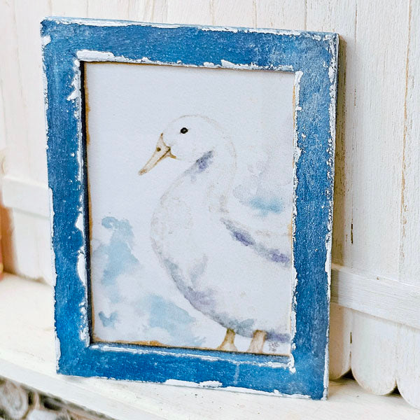 Farm Duck No.1 Dollhouse Miniature Handmade Wooden Framed Art