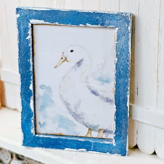 Farm Duck No.1 Dollhouse Miniature Handmade Wooden Framed Art