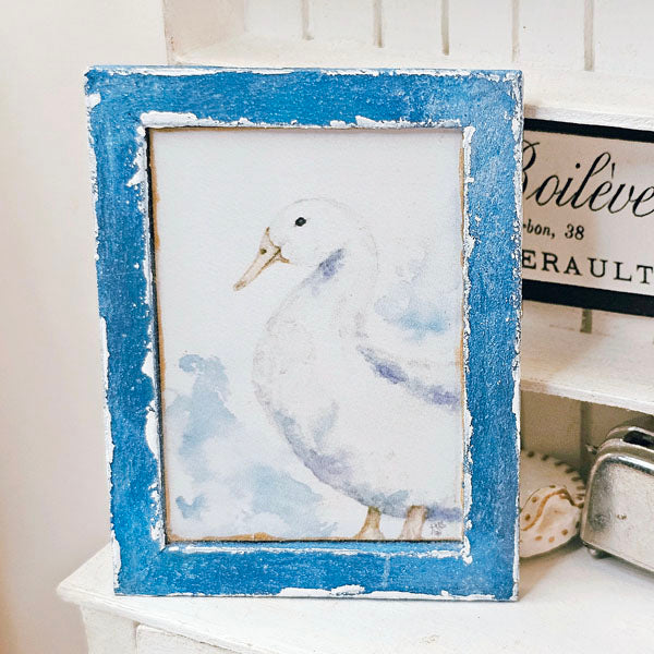 Farm Duck No.1 Dollhouse Miniature Handmade Wooden Framed Art