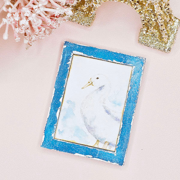 Farm Duck No.1 Dollhouse Miniature Handmade Wooden Framed Art