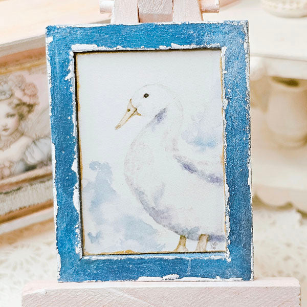 Farm Duck No.1 Dollhouse Miniature Handmade Wooden Framed Art