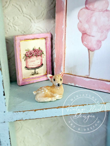 Miniature Fawn No.1 Handmade for Dollhouse Shadow Box or Diorama Room