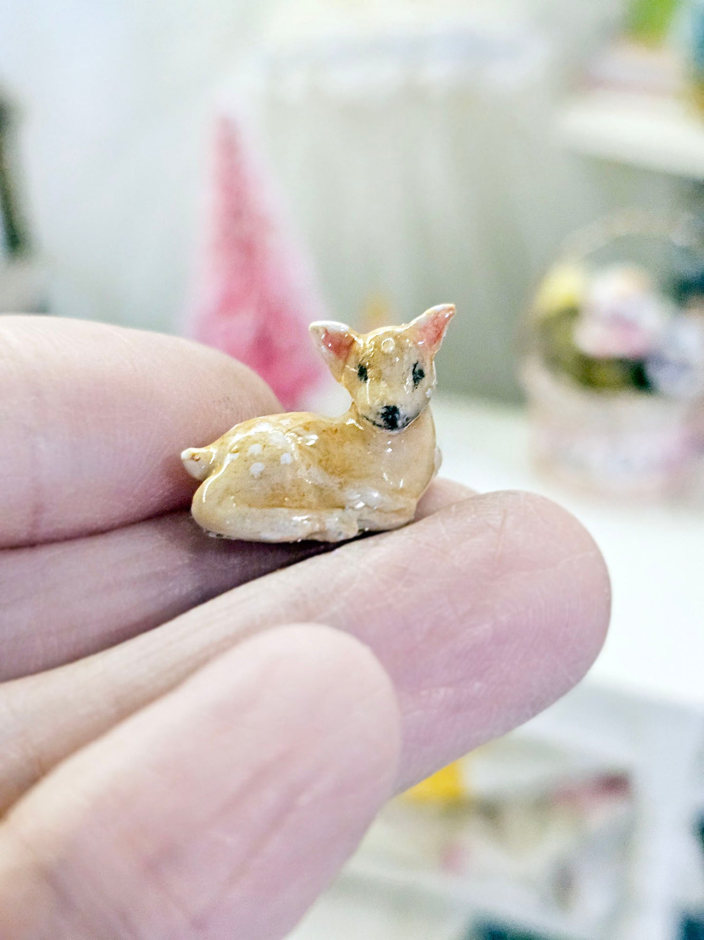 Miniature Fawn No.1 Handmade for Dollhouse Shadow Box or Diorama Room