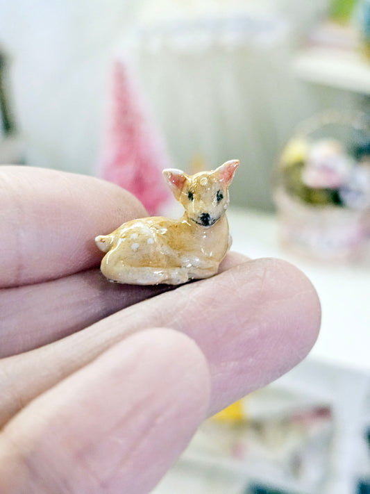 Miniature Fawn No.1 Handmade for Dollhouse Shadow Box or Diorama Room
