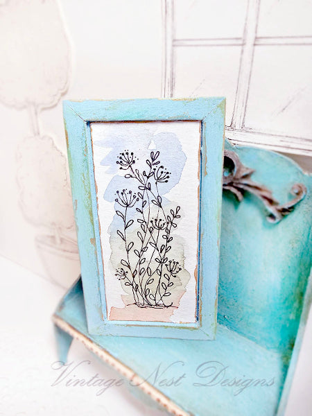 Miniature Flourishes No.1-1 Teal Frame Dollhouse Home Wall Accessory 1:12 Scale