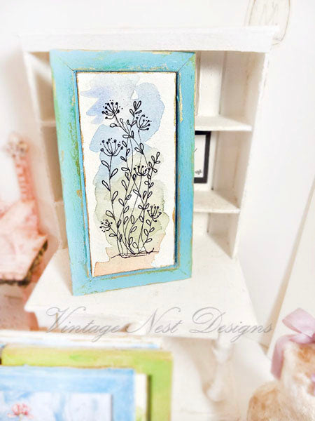 Miniature Flourishes No.1-1 Teal Frame Dollhouse Home Wall Accessory 1:12 Scale