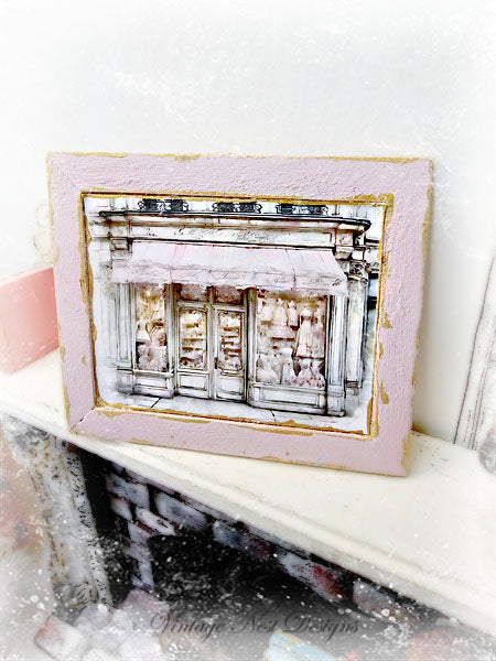 Dollhouse Miniature French Dress Shop No.4:1 Handmade Wooden Framed Art