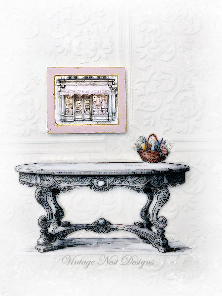 Dollhouse Miniature French Dress Shop No.4:1 Handmade Wooden Framed Art