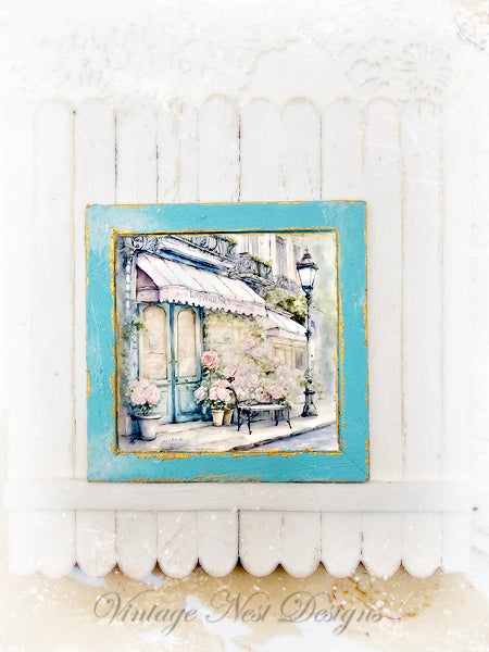 Dollhouse Miniature French Flower Shop No.1:1 Handmade Wooden Framed Art