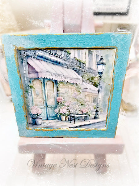 Dollhouse Miniature French Flower Shop No.1:1 Handmade Wooden Framed Art