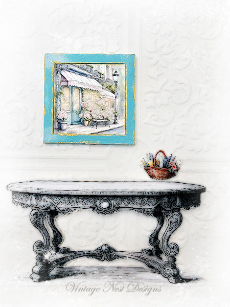 Dollhouse Miniature French Flower Shop No.1:1 Handmade Wooden Framed Art