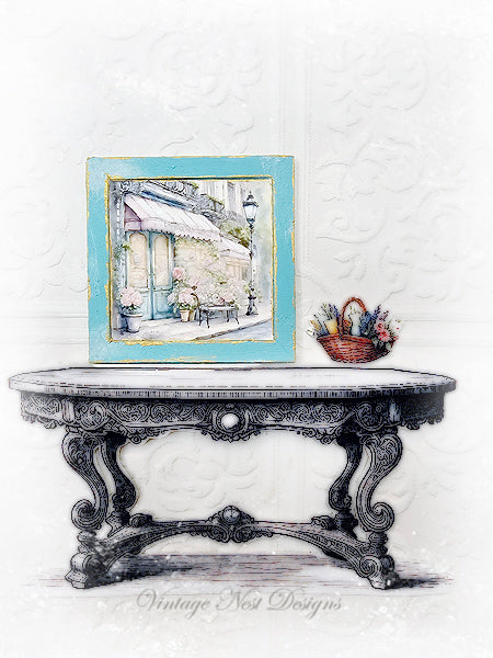 Dollhouse Miniature French Flower Shop No.1:1 Handmade Wooden Framed Art