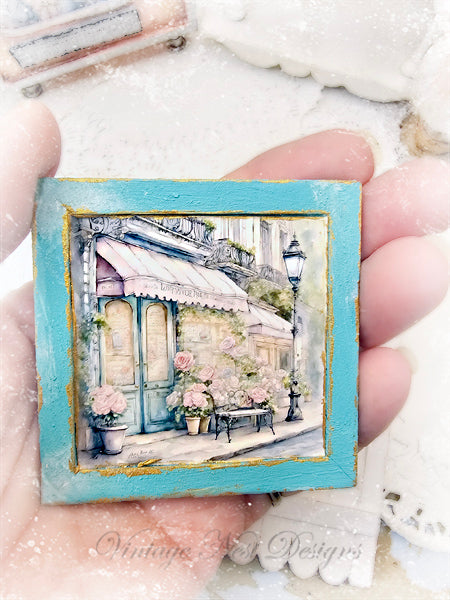 Dollhouse Miniature French Flower Shop No.1:1 Handmade Wooden Framed Art