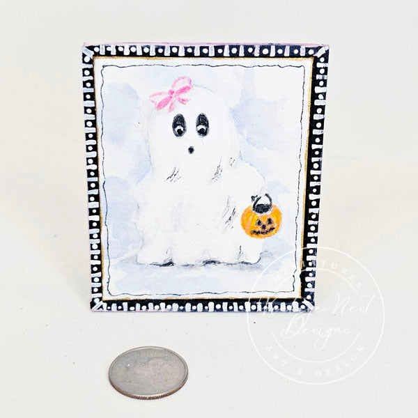 Miniature Halloween Ghost No.1:1  Handmade for Dollhouse Diorama Shadow Box