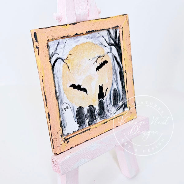 Fantômes d'Halloween Miniatures No.2:1 Décoration Murale de Maison de Poupée Boîte à Ombre