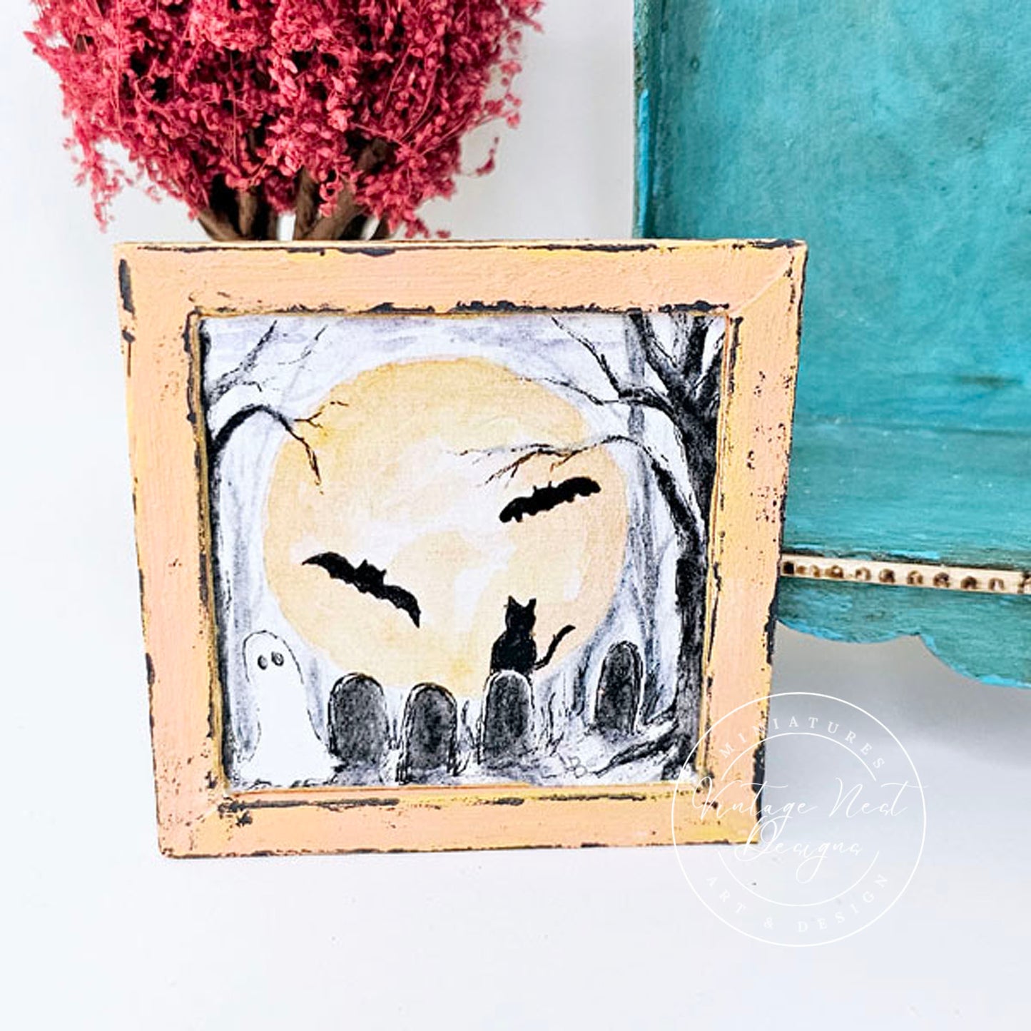 Fantômes d'Halloween Miniatures No.2:1 Décoration Murale de Maison de Poupée Boîte à Ombre