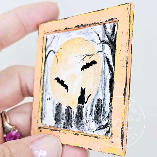 Miniature Halloween Ghosts No.2:1 Dollhouse Wall Art Decor Shadow Box