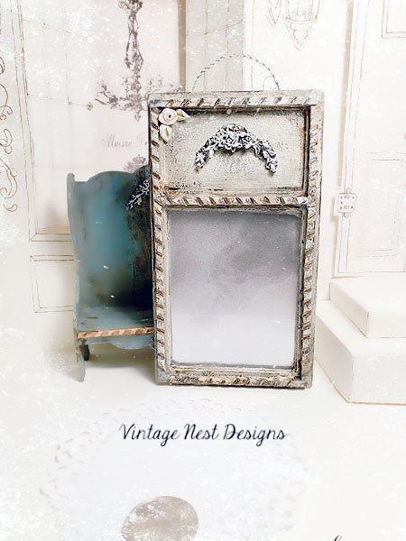 Old Vintage Mirror No.1 Dollhouse Miniature Handmade