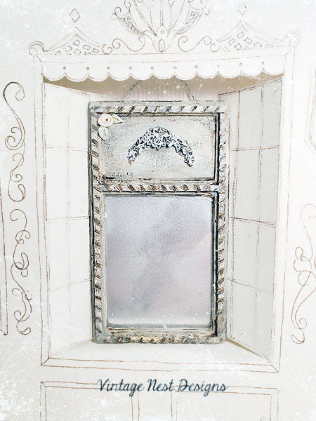 Old Vintage Mirror No.1 Dollhouse Miniature Handmade
