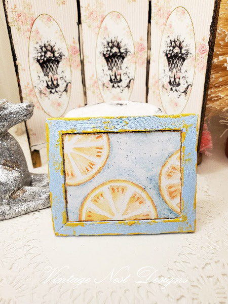 Miniature Oranges No.1:1 Handmade for Dollhouse Wooden Framed Art
