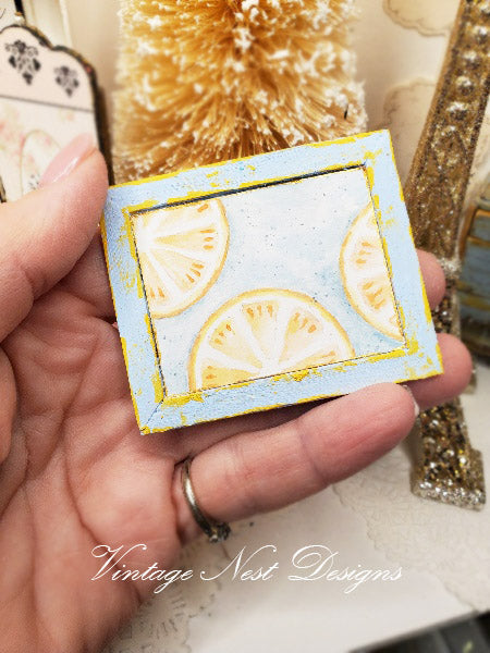 Miniature Oranges No.1:1 Handmade for Dollhouse Wooden Framed Art