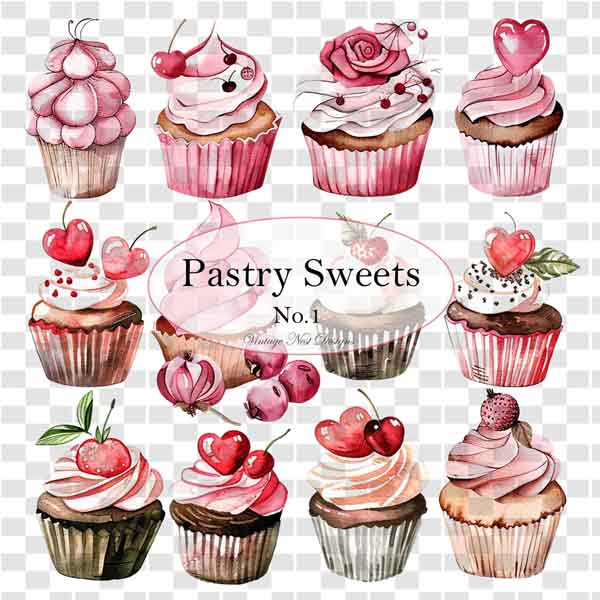 Cupcake Gebäck Süßigkeiten Nr. 1 Clip Art Grafiken Illustrationen