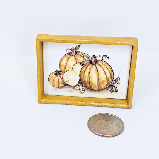 Miniature Pumpkins No.3:1 for Dollhouse Handmade Wooden Framed Art